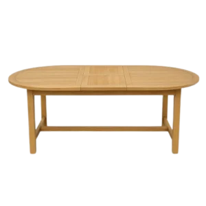 Meja makan oval kayu dengan desain minimalis untuk ruang makan modern