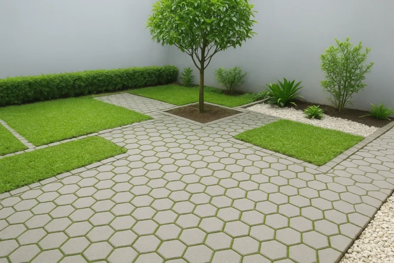 Paving block Pati motif hexagon untuk taman dan halaman rumah