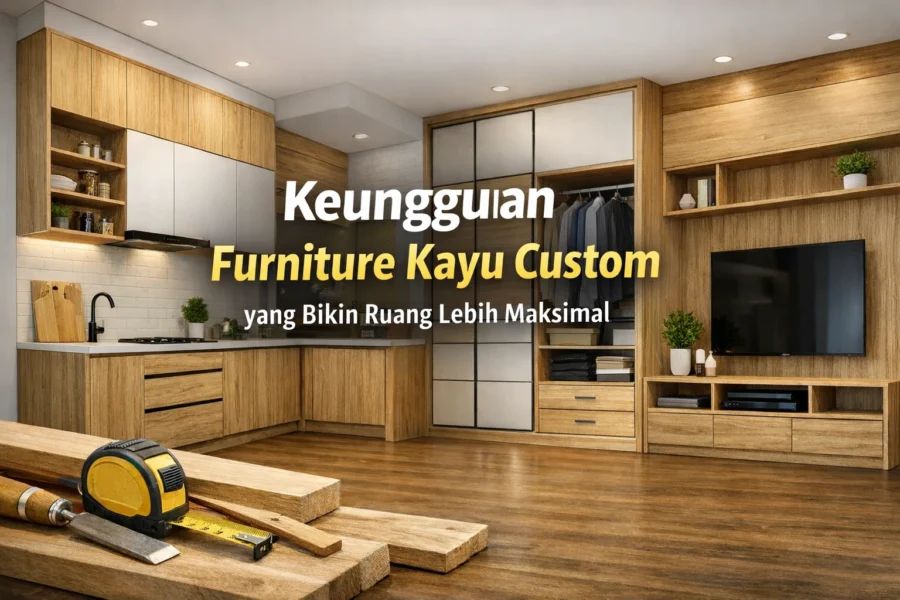 Furniture kayu custom minimalis modern untuk kitchen set dan lemari tanam