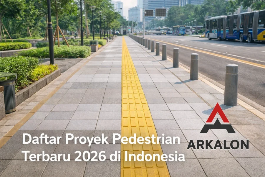daftar proyek pedestrian terbaru 2026 di indonesia dengan trotoar paving block dan guiding block