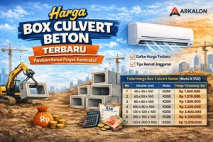 Harga box culvert beton terbaru K350 lengkap dengan tabel ukuran dan estimasi biaya proyek konstruksi dari Arkalon