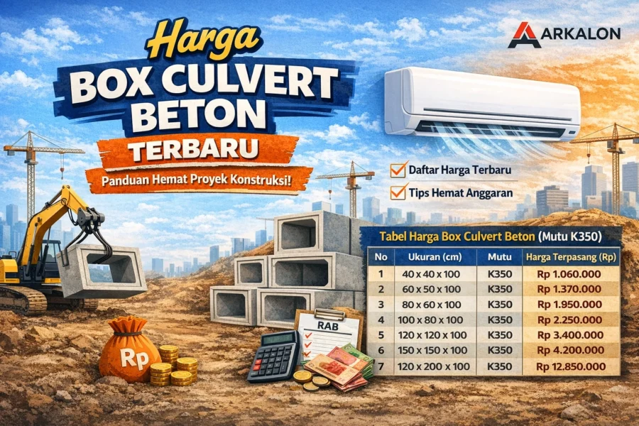 Harga box culvert beton terbaru K350 lengkap dengan tabel ukuran dan estimasi biaya proyek konstruksi dari Arkalon