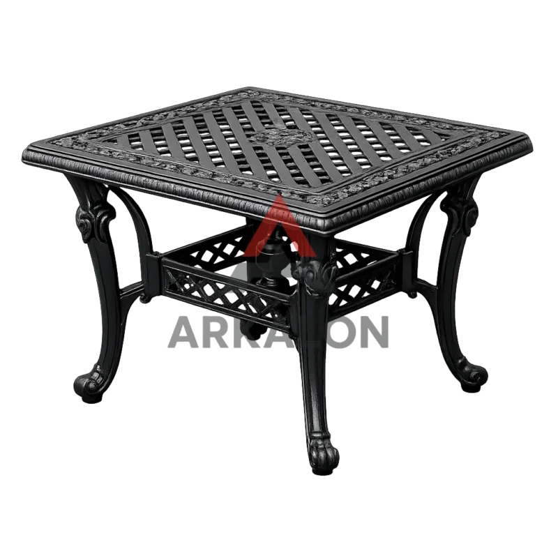 meja taman persegi aluminium cor untuk outdoor tahan cuaca