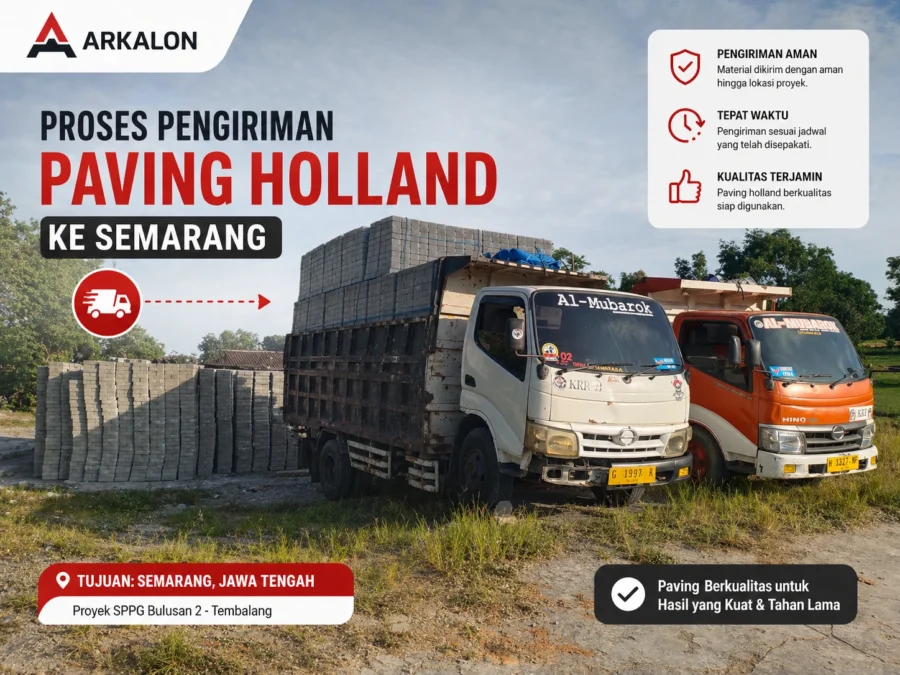 pengiriman paving holland ke proyek parkir Semarang