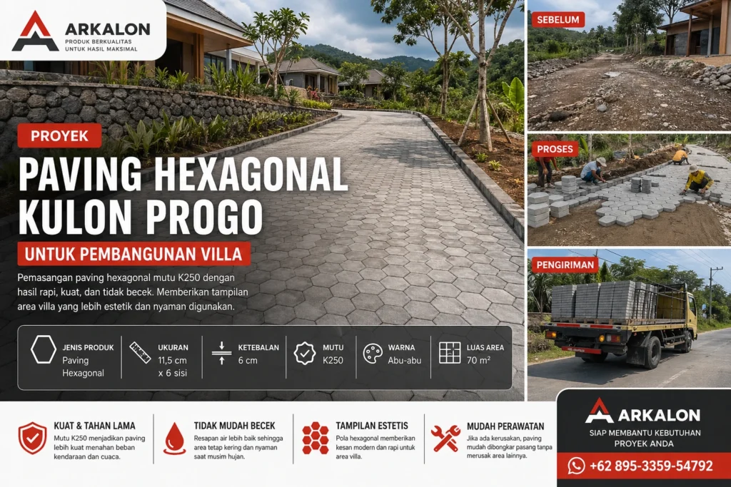 proyek paving hexagonal kulon progo untuk pembangunan villa oleh arkalon