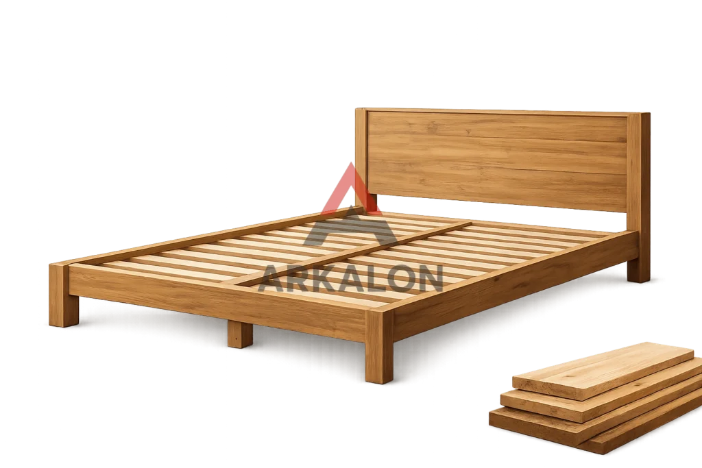 rangka dipan tempat tidur kayu solid minimalis tanpa kasur tanpa background