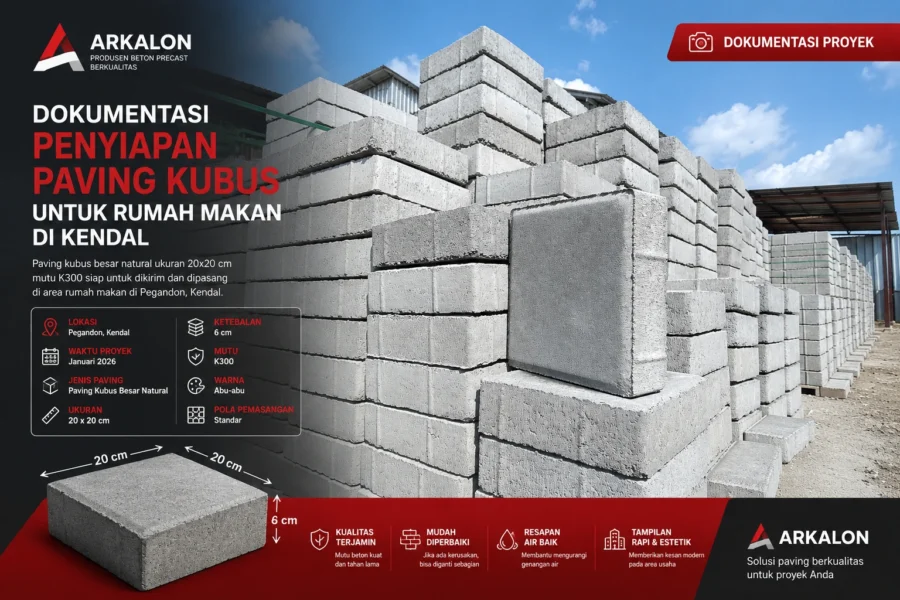 Penyiapan paving kubus besar natural untuk proyek rumah makan di Pegandon Kendal