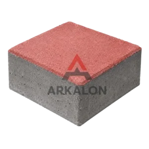 Produk paving kubus merah 20x20 dengan finishing beton natural untuk halaman, pedestrian, dan area outdoor.