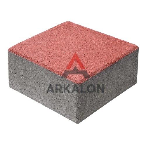 Produk paving kubus merah 20x20 dengan finishing beton natural untuk halaman, pedestrian, dan area outdoor.