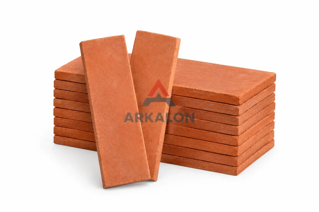 Bata tempel dinding terakota ukuran 24 × 6 × 2 cm untuk finishing fasad dan interior