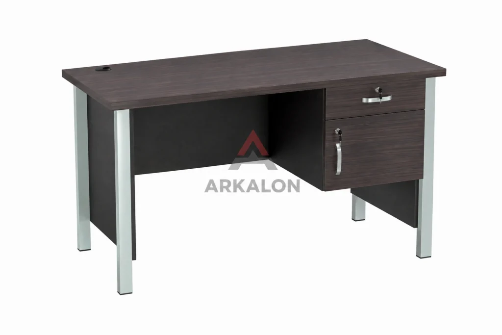 Meja 1/2 biro ukuran 120x60 cm warna Wenge Black dengan laci dan loker