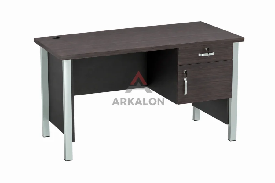 Meja 1/2 biro ukuran 120x60 cm warna Wenge Black dengan laci dan loker